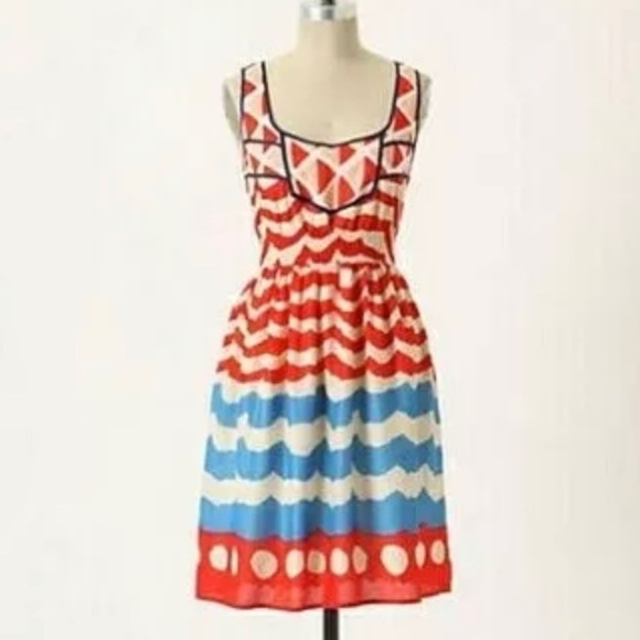 Anthropologie We Love Vera High Seas Dress Red White & Blue Nautical Pockets ♥️ - Picture 10 of 11